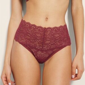 BNWT! Soma EMBRACEABLE High-Waist Thong Panty With Enchanting Lace 💙🩶❤️